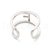 Clear Cubic Zirconia Initial Letter Open Cuff Ring RJEW-A012-01P-F-3