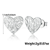 Rhodium Plated 925 Sterling Silver Heart Stud Earrings CC6706-1-2