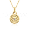 Brass Micro Pave Clear Cubic Zirconia Pendants Necklaces for Women NJEW-B092-01G-1