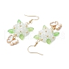 304 Stainless Steel Flower with Butterfly Dangle Earrings EJEW-MZ00455-02-3