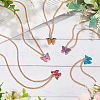 ANATTASOUL 5Pcs 5 Colors Butterfly Alloy Enamel Boho Pendant Necklaces for Women NJEW-AN0001-80-7
