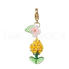 Flower Glass Pearl & Seed Beads Pendant Decorations HJEW-MZ00274-03-2