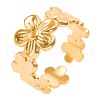 Stainless Steel Flower Open Cuff Rings for Women Men GQ4902-2-1