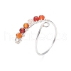 Natural Mixed Gemstone Round Beaded Open Cuff Rings RJEW-JR00566-4