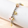 Brass Enamel Round Beads Charm Bracelets for Women BJEW-D317-11E-PG-3
