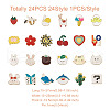 Kissitty 24Pcs 24 Style Bear & Heart & Word & Sun & Gift Box Enamel Pins JEWB-KS0001-10-13