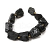 Raw Rough Natural Black Obsidian Beads Strands G-Z087-B06-3