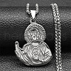 304 Stainless Steel Saint Jude Pendant Necklaces for Men Women NJEW-K283-16P-1