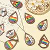 40Pcs 5 Styles Rainbow Printed Aspen Wood Big Pendants WOOD-CJ0001-69-6
