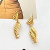 Line Brass Imitation Pearl Dangle Stud Earrings EJEW-M084-01G-5