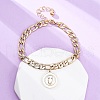 304 Stainless Steel Flat Round with Girl Charm Bracelets BJEW-A036-13G-01-2