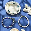 3Pcs 3 Style Natural Mxied Stone & Shell Pearl Beaded Bracelets Set for Women BJEW-TA00357-5