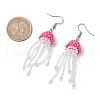 Glass Seed Beaded with Acrylic Beads & Glass Pearl Round Bead Jellyfish Dangle Earrings EJEW-MZ00435-05-3