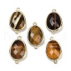 Natural Tiger Eye Faceted Connector Charms G-K347-11G-22-1