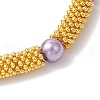 Snowflake Alloy Spacer and Glass Pearl Beaded Stretch Bracelets for Women BJEW-JB11803-01-4