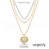 Elegant Brass Pave Clear Cubic Zirconia Hollow Heart Pendant Double Layer Necklaces for Women Daily Wear BA4915-3