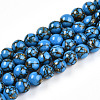 Synthetic Gold Line Turquoise Beads Strands G-A255-A03-02A-4