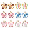 Brass Printing Acrylic Butterfly Dangle Stud Earrings EJEW-JE06431-2