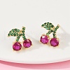 Cherry Brass Micro Pave Cubic Zirconia Stud Earrings EJEW-F895-26A-G-2