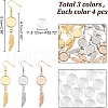 DIY Blank Dome & Feater Shape Stainless Steel Dangle Earring Making Kit EJEW-AR00001-2