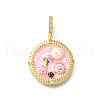 Brass Micro Pave Cubic Zirconia & Enamel Pendants KK-R222-14G-02-1
