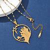 304 Stainless Steel Hollow Star with Prayer Pendant Necklaces for Ramadan & Eid Mubarak NJEW-D318-04G-3