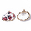 Electroplate Printed Natural Scallop Shell Pendants SSHEL-R047-04-A07-3