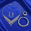Teardrop Alloy Crystal Rhinestone Bracelets & Earrings & Necklaces & Rings Sets FS-WG0D05A-03-3