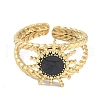 Ion Plating(IP) 304 Stainless Steel Enamel Cuff Finger Rings RJEW-L107-053G-02-2