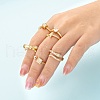6Pcs 6 Style Adjustable Brass Micro Pave Clear Cubic Zirconia Cuff Rings RJEW-LS0001-09G-6