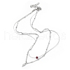 304 Stainless Steel & Dyed Natural White Jade Feather Pendant Double Layer Necklaces for Women NJEW-A045-20P-4