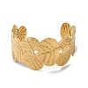 Stainless Steel Chunk Leaf Open Cuff Bangles for Women BJEW-G719-17G-2