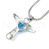 Cubic Zirconia Fairy with Heart Pendant Necklace with Box Chains NJEW-C004-01A-3