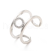 Clear Cubic Zirconia Initial Letter Open Cuff Ring RJEW-A012-01P-O-3