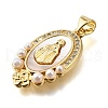 Brass Micro Pave Cubic Zirconia ABS Imitation Pearl Pendants KK-D328-02G-A-2