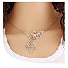 Double Hollow Leaf Alloy Pendant Cable Chain Lariat Necklaces for Women FS-WG05CB9-02-4