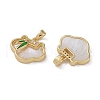Brass & Shell & Clear Cubic Zirconia Charms KK-G497-18G-2