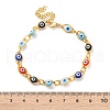 Evil Eye Brass Link Bracelets for Woamn BJEW-S157-05G-5