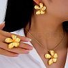 Flower Alloy Pendant Necklaces & Stud Earrings & Rings Sets FS-WGFCF53-01-1