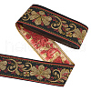 National Style Polyester Jacquard Flower Ribbon for Garment Accessories OCOR-WH0097-41-1