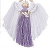 Angel Wood & Cotton Threads Pendant Decoration HJEW-JM02406-03-4