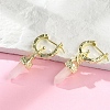 Natural Rose Quartz Hoop Earrings EJEW-P306-01G-07-3