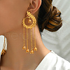 Elegant Stainless Steel Geometric Leaf Tassel Stud Earrings AC8840-2
