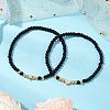 2Pcs 2 Styles Glass Seed Beaded Stretch Bracelet Sets for Women BJEW-JB11373-04-3