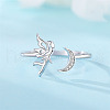 925 Sterling Silver Micro Pave Cubic Zirconia Cuff Rings WG61A38-01-1