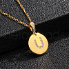 Brass Micro Pave Clear Cubic Zirconia Flat Round with Letter Pendant Necklaces FS-WG00655-21-1