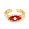 Horse Eye Cubic Zirconia Cuff Ring for Women RJEW-C004-19-RS-2