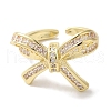 Bowknot Brass Micro Pave Clear Cubic Zirconia Open Cuff Rings for Women RJEW-C098-26G-2