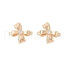 Brass Pave Clear Glass Connector Charms KK-N254-58G-1