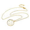 Brass Micro Pave Clear Cubic Zirconia Enamel Flat Round Moon Pendant Necklaces for Women NJEW-S449-03C-G-4